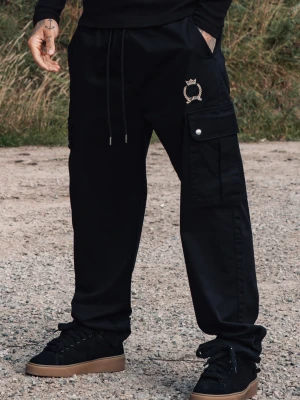 SikSilk Męskie Czarne Luźne Fit Spodnie Cargo