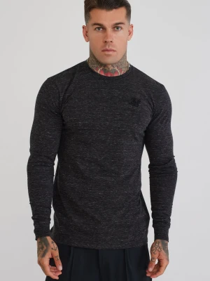 SikSilk Męska Czarna Bluzka z Długim Rękawem w Melanżu