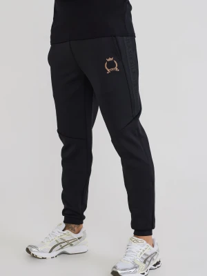SikSilk Mens Black Muscle Fit Crest Joggers