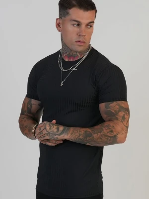 SikSilk Męski Czarny T-shirt Muscle Fit