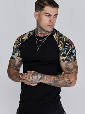 SikSilk Męski Czarny T-Shirt Raglan