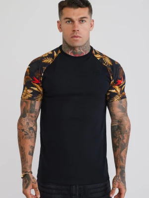 SikSilk Mens Black Raglan T-Shirt