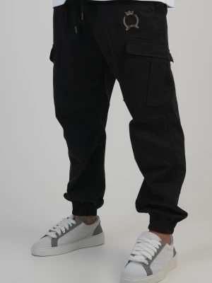 SikSilk Męskie Czarne Regular Fit Spodnie Cargo