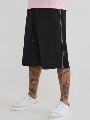 SikSilk Mens Black Taped Oversized Shorts