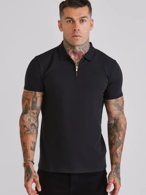 SikSilk Męska Czarna Rozpinana Koszulka Polo