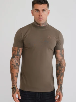 SikSilk Mens Brown Muscle Fit T-Shirt