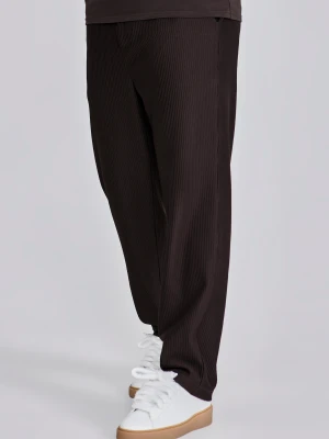 SikSilk Mens Brown Ribbed Smart Pants