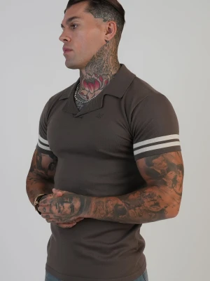 SikSilk Mens Brown Tournament Revere Polo