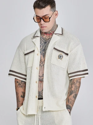 SikSilk Mens Ecru Knitted Shirt
