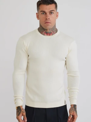 SikSilk Mens Ecru LS Knitted T-Shirt