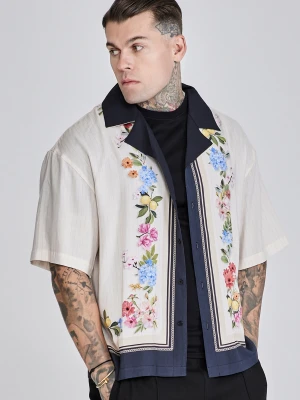 SikSilk Mens Ecru Resort Shirt