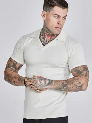 SikSilk Mens Ecru Revere Polo