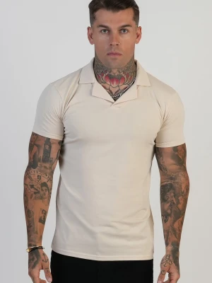 SikSilk Mens Ecru Revere Polo