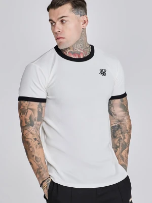 SikSilk Męski Ecru Żebrowany Ringer T-Shirt