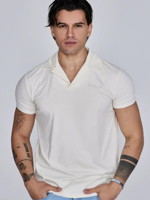 SikSilk Mens Ecru Smart Revere Polo