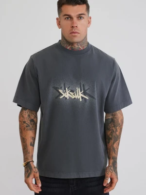 SikSilk Mens Grey Graphic T-Shirt