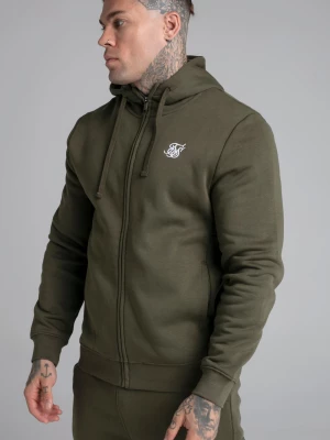 Siksilk Men's Khaki Essential Zip przez bluza z kapturem lejka