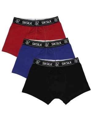 Siksilk Men's Multi Bokser 3pk - Czarny, Navy, Burgundii