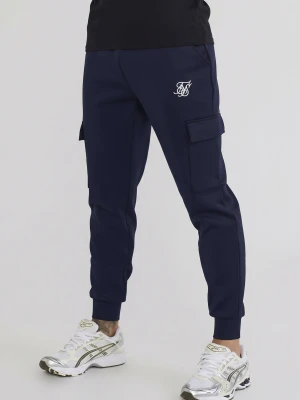 SikSilk Mens Navy Muscle Fit Cargo Joggers