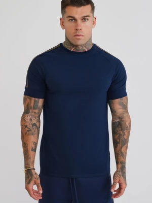 SikSilk Męska Granatowa Taśmowana Techniczna Koszulka