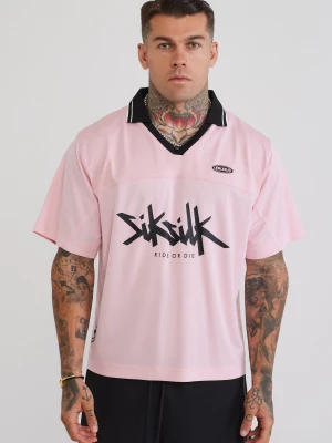 SikSilk Mens Pink Football Polo T-Shirt