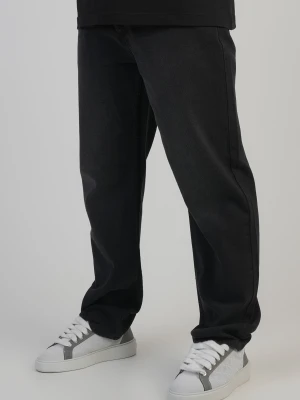 SikSilk Męskie Wypłukane Czarne Prosty Krój Jeansy