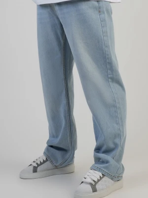 SikSilk Mens Washed Light Blue Loose Fit Jeans