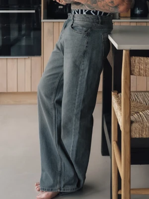 SikSilk Męskie Prane Vintage Niebieskie Luźne Jeansy