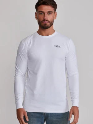 SikSilk Męska Biała Essentials Koszulka z Długim Rękawem