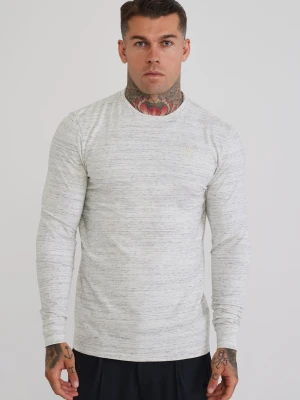 SikSilk Męska Biała Długi Rękaw Melanżowa Koszulka