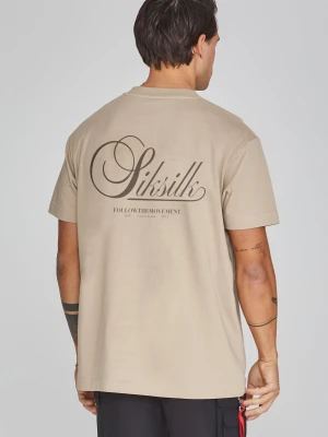SikSilk Męska Beżowa Koszulka z Grafiką