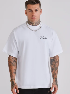 SikSilk Męska Biała T-Shirt z Nadrukiem