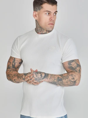 Zdjęcie produktu SikSilk Męska Biała T-Shirt z Żebrowaniem