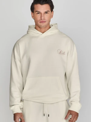 SikSilk Męska Bluza z Kapturem w Kolorze Ecru z Grafiką