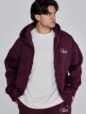 SikSilk Męska Bordowa Essentials Bluza z Pełnym Zamkiem