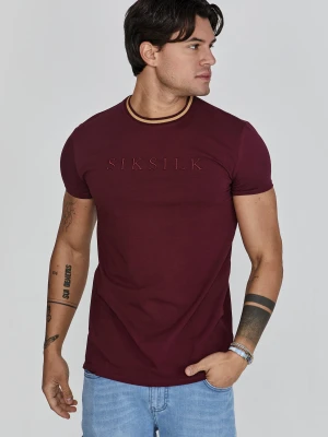 SikSilk Męska Bordowa Koszulka Muscle Fit