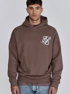 SikSilk Męska Brązowa Bluza z Kapturem z Grafiką