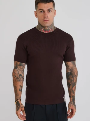 SikSilk Męska Brązowa Dzianinowa Koszulka