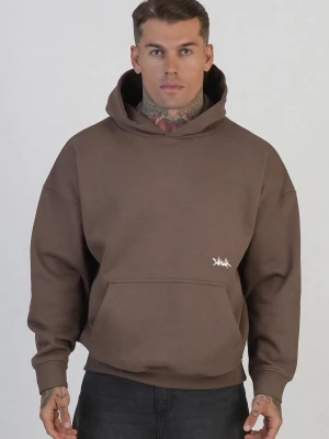 SikSilk Męska Brązowa Graficzna Bluza z Kapturem