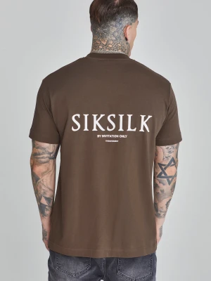 SikSilk Męska Brązowa Koszulka z Grafiką