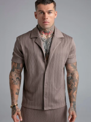 SikSilk Męska Brązowa Teksturowana Koszula