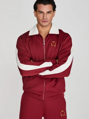 SikSilk Męska Burgundowa Bluza z Kapturem z Emblematem