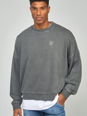SikSilk Męska Czarna Bluza Barwiona po Uszyciu z Krojem Boxy