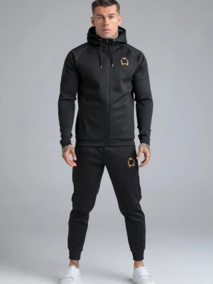 SikSilk Męska Czarna Bluza z Kapturem i Spodnie Dresowe Zestaw