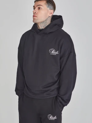 SikSilk Męska Czarna Bluza z Kapturem z Grafiką