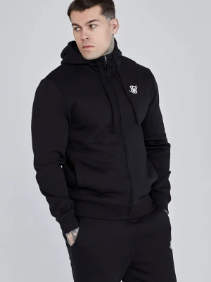 SikSilk Męska Czarna Esencjonalna Bluza z Kapturem i Zamkiem Błyskawicznym