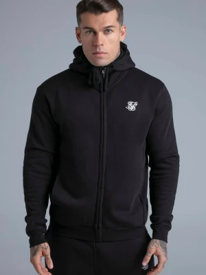SikSilk Męska Czarna Essentials Bluza z Pełnym Zamkiem