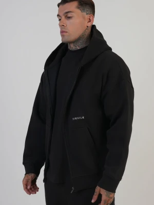 SikSilk Męska Czarna Graficzna Bluza z Pełnym Zamkiem