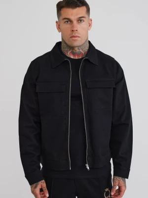 SikSilk Męska Czarna Koszula Użytkowa Overshirt