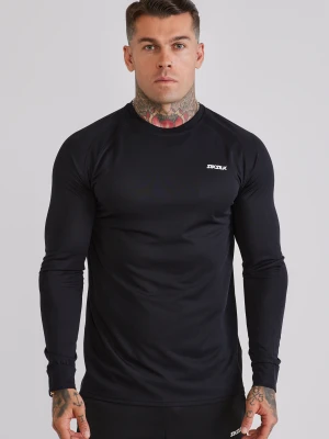 SikSilk Męska Czarna Koszulka Techniczna z Długim Rękawem